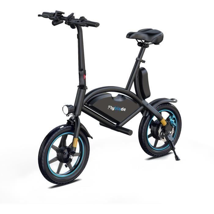Flyblade FLY3700923607412 Bicicleta eléctrica de equilibrio 350W, 25km/h, Rueda 14", Bluetooth, Plegable, Soporte teléfono, Negra