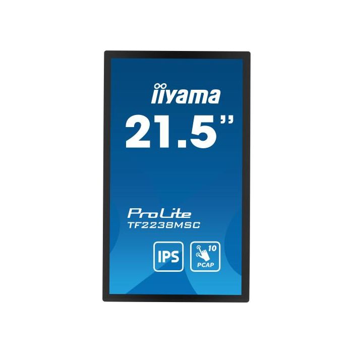 Iiyama TF2238MSC-B1 Monitor Táctil 22" Full HD 1920x1080 Negro IPS LED HDMI DP USB 5ms 600cd/m2 Pantalla Profesional Montaje VESA