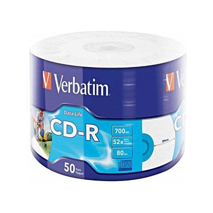 Verbatim CD-R 80min/700MB 52x Superficie Imprimible Pack de 50 unidades
