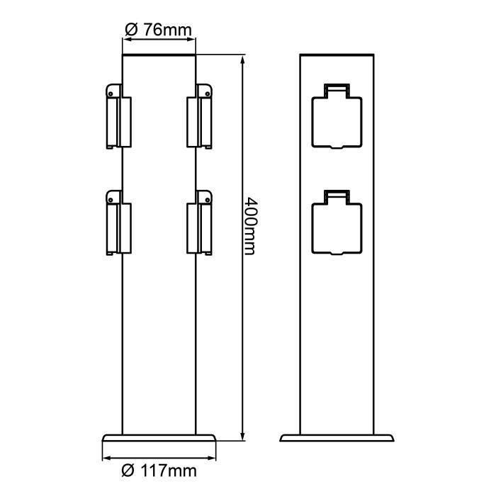 BRILLIANT - DODY Bolardo con 4 enchufes color negro - metal/plástico E27 LED xA 1 BRILLIANT - DODY Bolardo con 4 enchufes color negro - metal/plástico E27 LED xA 1