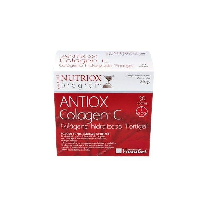 YNSADIET Colageno Antiox Fortigel 30 Sobres con Magnesio, Ácido Hialurónico y Vitamina C para Piel, Cartílagos y Huesos
