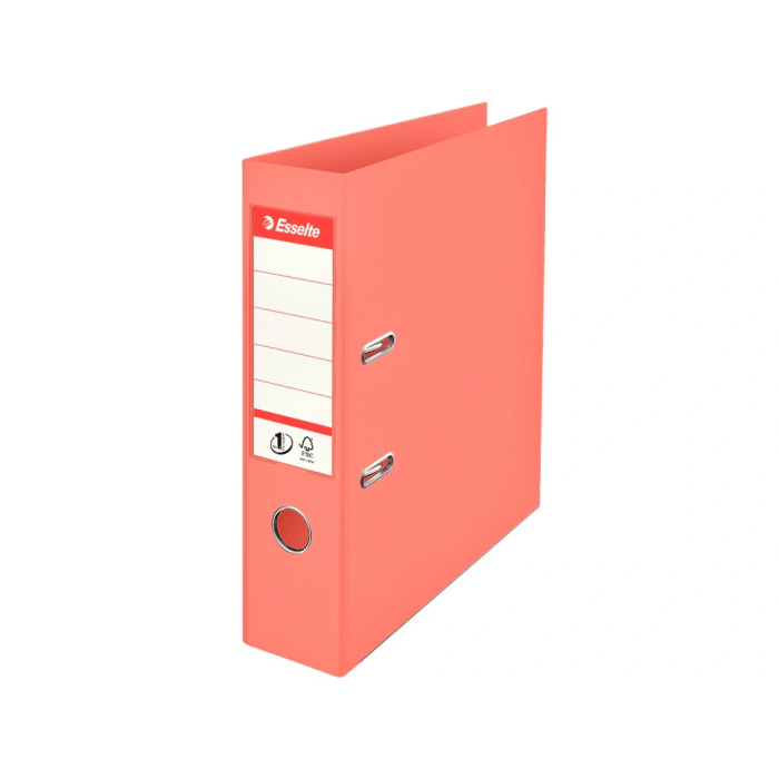 Esselte Archivador de Palanca DIN A4 Lomo 75 mm Carton Forrado PVC Color Coral 1