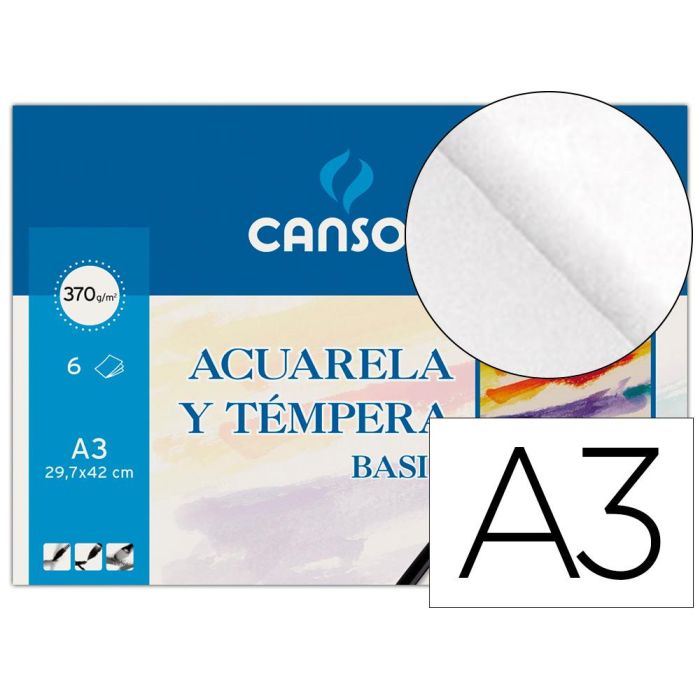 Canson Minipack Acuarela Y Témpera Basik 6 Hojas Liso 29,7x42 cm