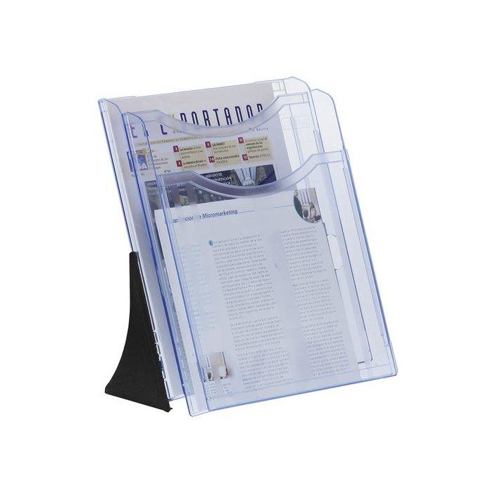 Soporte Vertical 2 Bandejas A4 Archiplay Azul Transparente