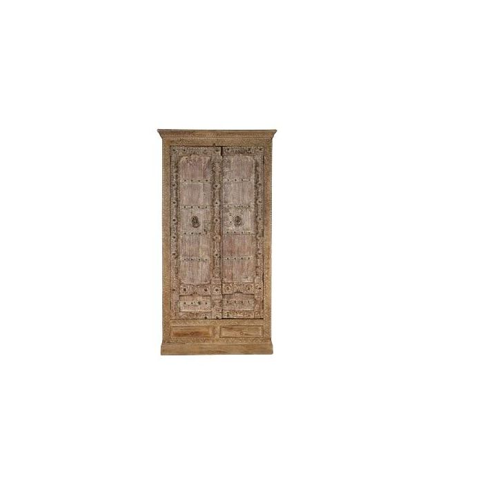 DKD Home Decor Armario de Teca Natural con 2 Puertas, 2 Cajones y 3 Estanterías, 51 x 216 x 122 cm 1