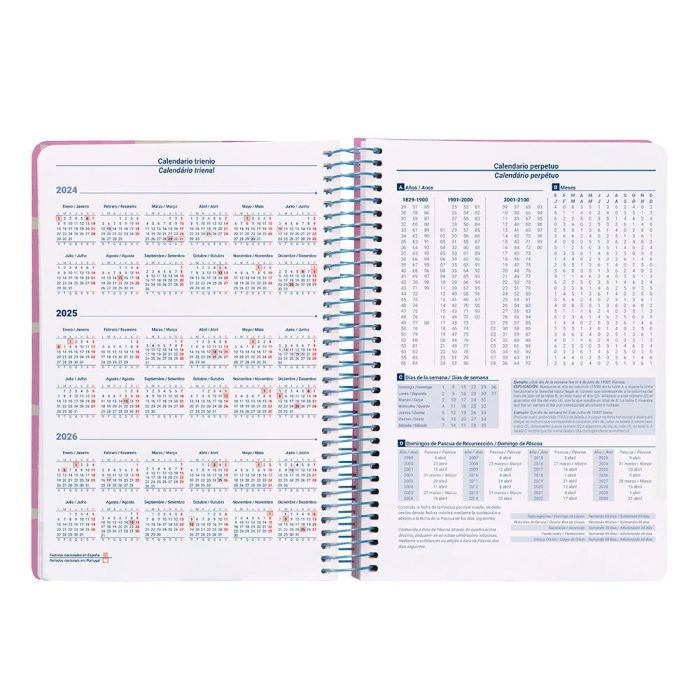 Agenda Espiral Liderpapel Classic A4 2025 Dia Pagina Rosa Papel 70 gr 7