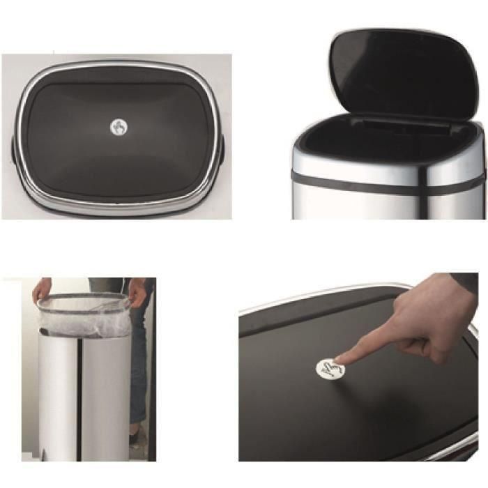 KITCHEN MOVE Contenedor de cocina cuadrado semiautomático de un toque 60 L - Gris 3 KITCHEN MOVE Contenedor de cocina cuadrado semiautomático de un toque 60 L - Gris 3
