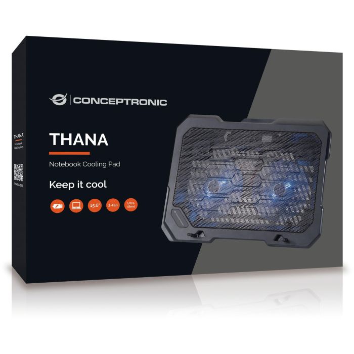 Conceptronic Base Refrigeración Portátiles hasta 15.6" con 2 Ventiladores Ultrasilenciosos, Ajuste de Altura, Antideslizante, Alimentación USB 2 Conceptronic Base Refrigeración Portátiles hasta 15.6" con 2 Ventiladores Ultrasilenciosos, Ajuste de Altura, Antideslizante, Alimentación USB 2