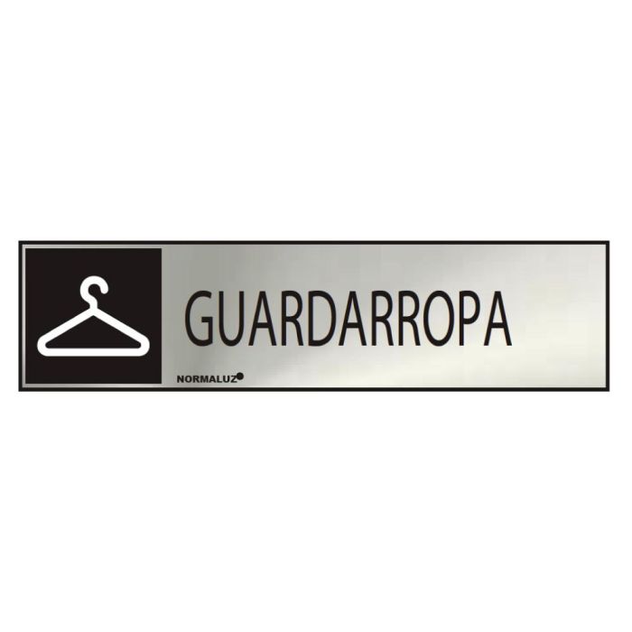 Normaluz Cartel informativo "guardarropa" acero inoxidable adhesivo 0.8mm 5x20cm