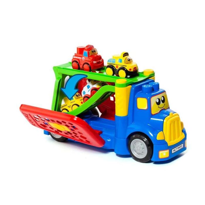 Molto Camión Portacoches 82 cm con 1 Coche y 10 Blocks, Luces y Sonidos, Pilas Incluidas, Plástico para Niños 1+ Años 5 Molto Camión Portacoches 82 cm con 1 Coche y 10 Blocks, Luces y Sonidos, Pilas Incluidas, Plástico para Niños 1+ Años 5