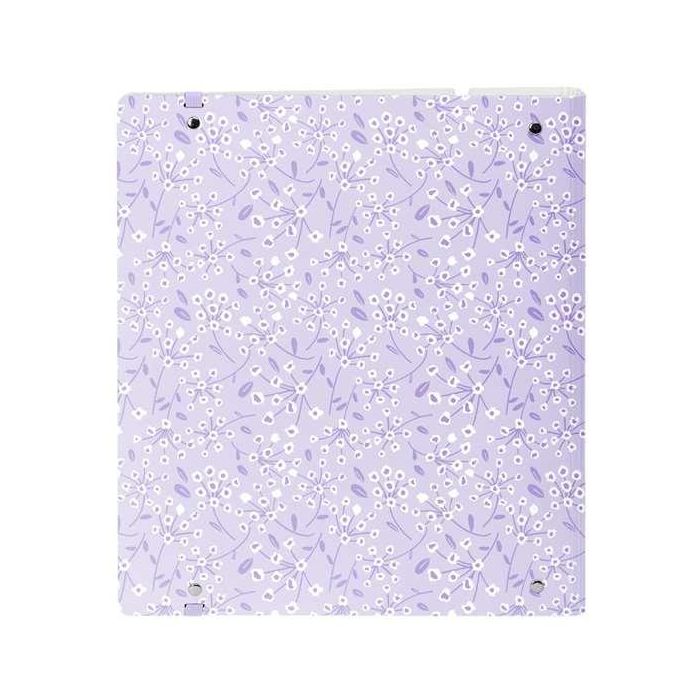 Carpeta Con Recambio Safta Din A4 Cuadro 5 mm Polipropileno Foam 4 Anillas 35 mm Estampados Floral Lila 4