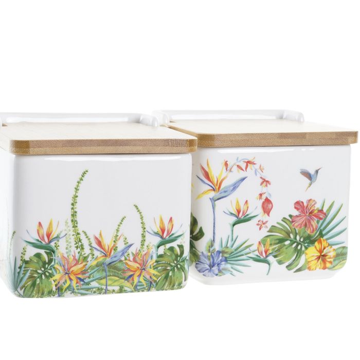 DKD Home Decor Salero Tropical Multicolor de Dolomite y Bambú, 750ml, Apto Microondas y Lavavajillas (4 Unidades) 1 DKD Home Decor Salero Tropical Multicolor de Dolomite y Bambú, 750ml, Apto Microondas y Lavavajillas (4 Unidades) 1