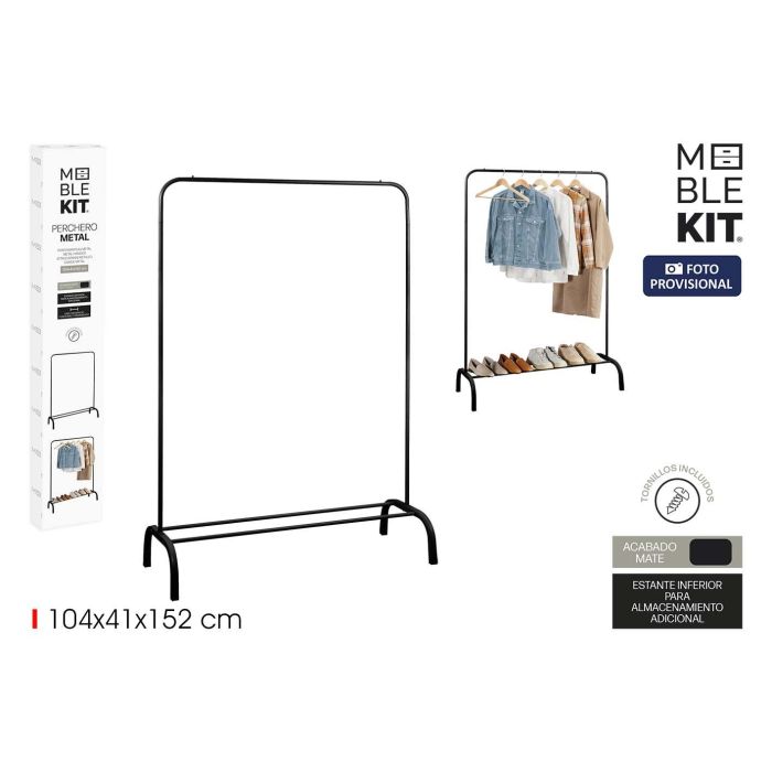 Moblekit Perchero Metálico Negro Mate 104 x 41 x 152 cm (6 Unidades)