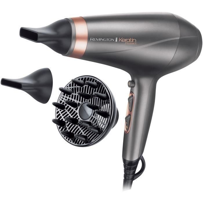 Remington AC8820 Keratin Protect Secador de Pelo 2200W con 2 Concentradores y 1 Difusor Gris