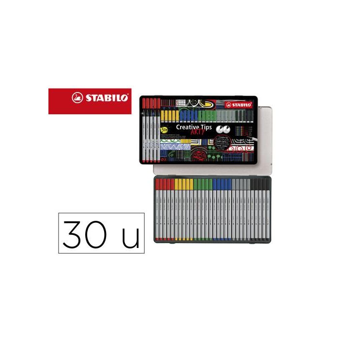 Rotulador Stabilo Creative Tips Arty Line Pastel 5 Puntas Diferentes Por Color Estuche Metalico De 30 Rotulador Stabilo Creative Tips Arty Line Pastel 5 Puntas Diferentes Por Color Estuche Metalico De 30