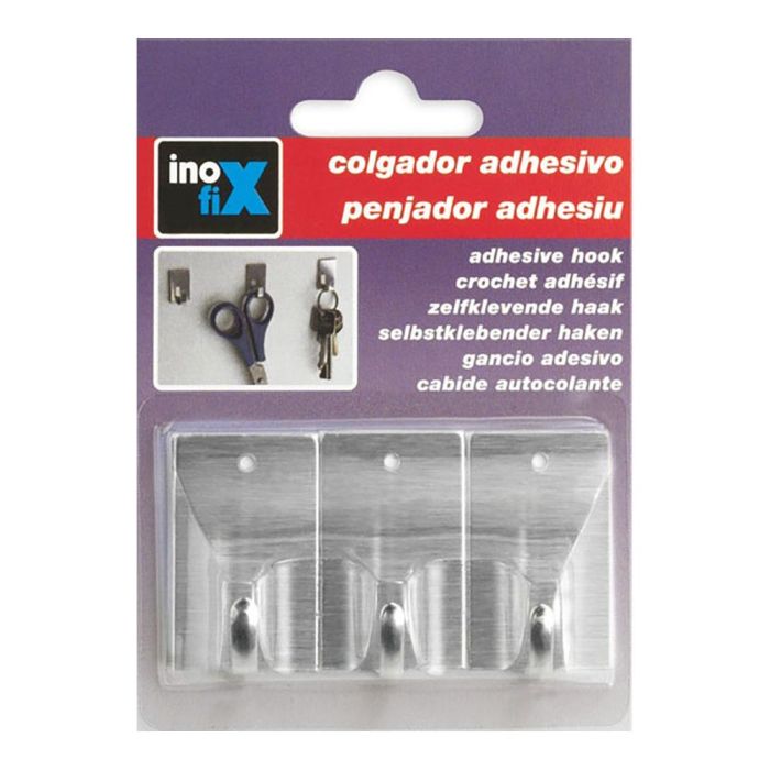 Inofix Colgador adhesivo acero 2018-1-001, cromado, acero inoxidable, blister 3 unid. 1