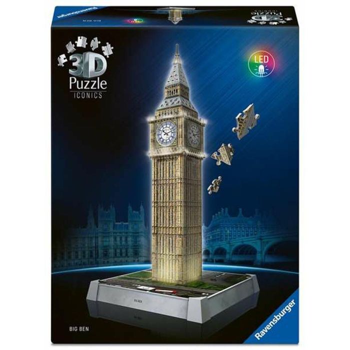 Ravensburger Puzzle 3D Big Ben con Luz LED 216 Piezas, Edad Mínima 10 Años 0 Ravensburger Puzzle 3D Big Ben con Luz LED 216 Piezas, Edad Mínima 10 Años 0
