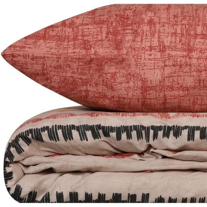 Juego de cama - 1 funda nórdica 220x240 cm + 2 fundas de almohada 60x60 cm - 100% algodón - Rojo 5 Juego de cama - 1 funda nórdica 220x240 cm + 2 fundas de almohada 60x60 cm - 100% algodón - Rojo 5