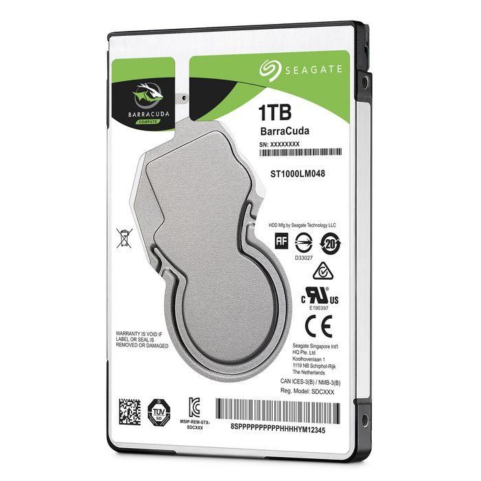 Seagate BarraCuda Disco Duro Interno 1 TB 2.5" SATA 6Gb/s 5400 RPM 128MB Caché para Portátil 7mm MTC 3