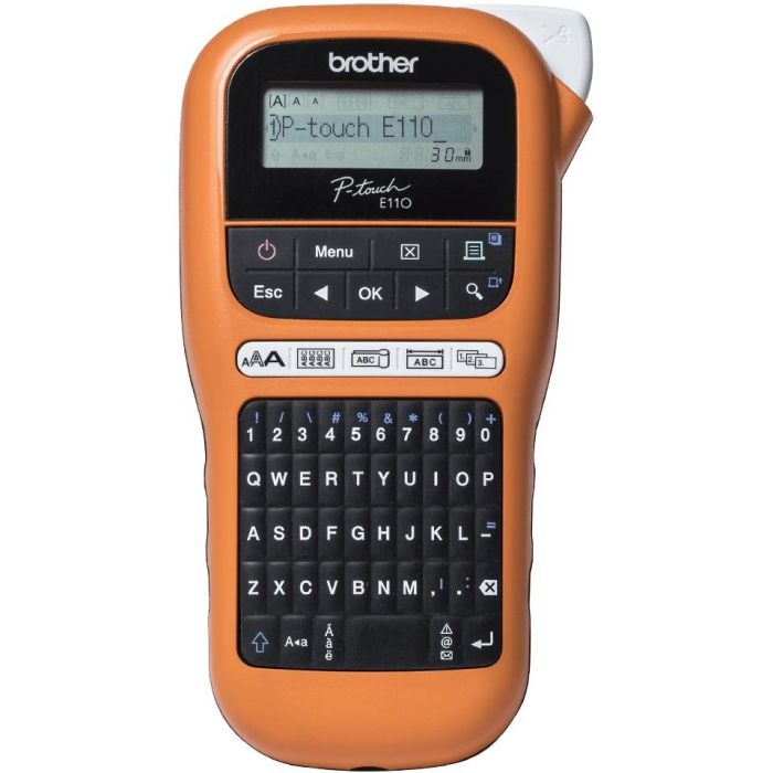 Brother P-touch E110 Rotuladora profesional QWERTY HGe/TZe, Impresora de etiquetas térmica 20mm/s