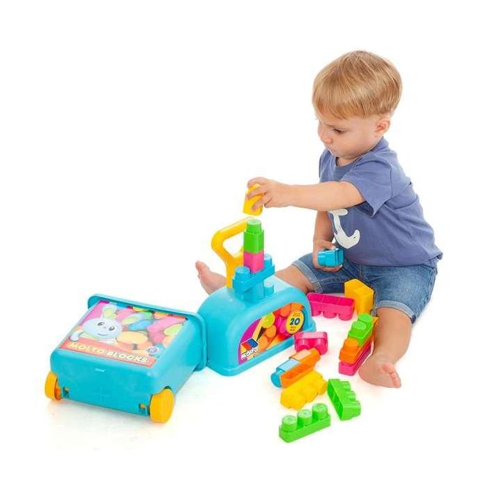 Carrito maleta trolley azul con 20 bloques. 3 Carrito maleta trolley azul con 20 bloques. 3