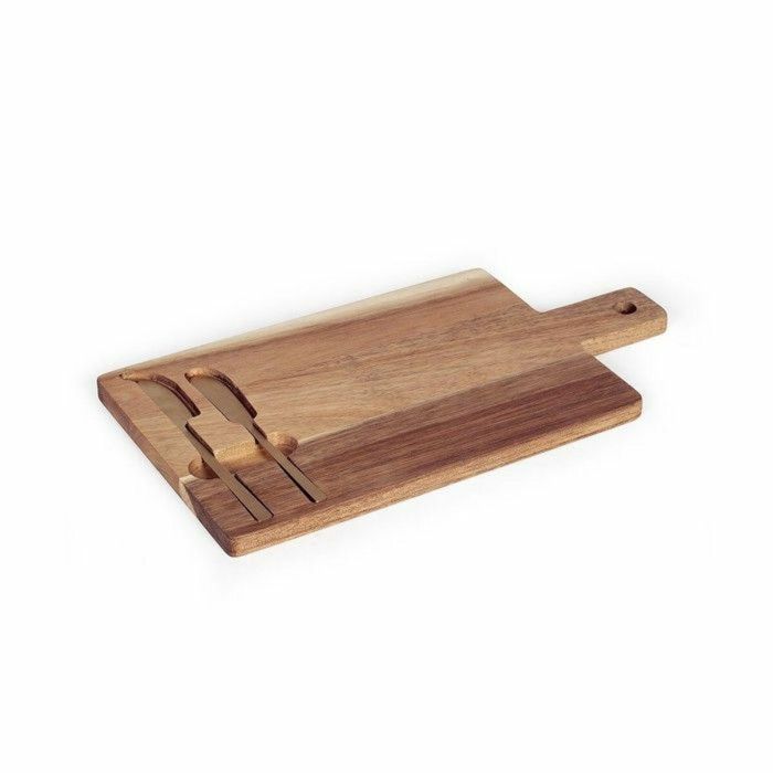 Livoo MEC138 LIV1695271684324 Tabla de Quesos de Madera de Acacia FSC 38x20 cm con 2 Cuchillos Magnéticos 3