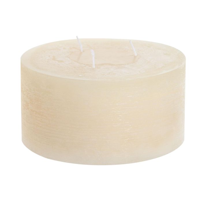 DKD Home Decor Vela Básicos Cera Crema Natural 1050g 70h, 3 Mechas, 15x15x7.5 cm (6 Unidades) 2