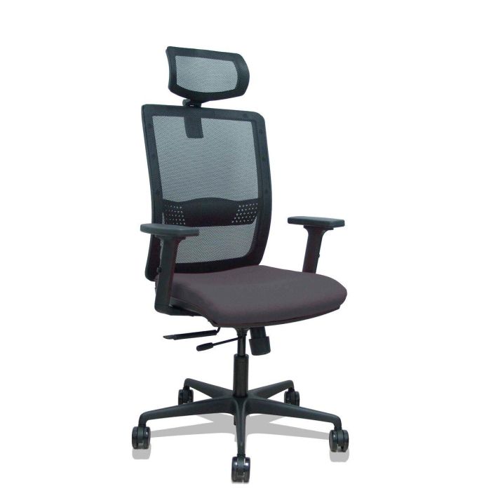 PIQUERAS Y CRESPO Silla Haches traslack malla negra asiento bali gris oscuro brazos 2D ruedas 65mm cabecero regulable PIQUERAS Y CRESPO Silla Haches traslack malla negra asiento bali gris oscuro brazos 2D ruedas 65mm cabecero regulable