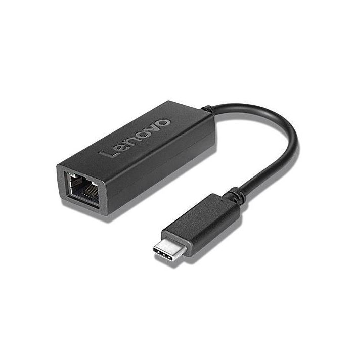 Lenovo Adaptador USB-C a Ethernet RJ-45, Negro, para Notebooks, Transferencia Rápida de Archivos