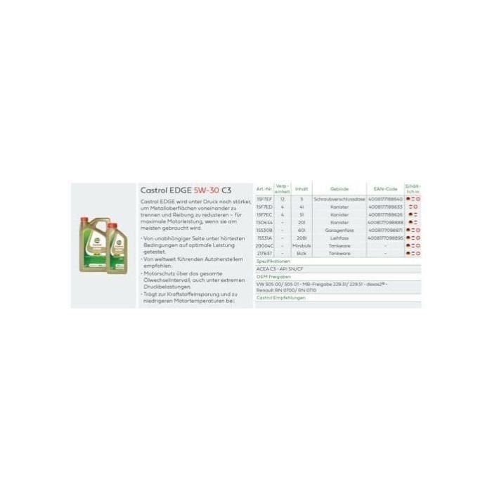 Aceite de motor - CASTROL - EDGE 5W-30 C3 - 1L 3 Aceite de motor - CASTROL - EDGE 5W-30 C3 - 1L 3