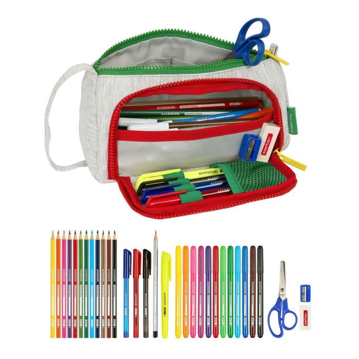 Estuche Escolar con Accesorios Benetton Pop Gris 20 x 11 x 8.5 cm (32 Piezas) 2