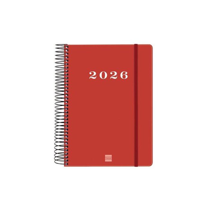 Finocam Agenda Espiral My 1Dp Tapa Dura Rojo 155x212 mm (similar A5) 2026 – Uso Personal/Profesional con Goma