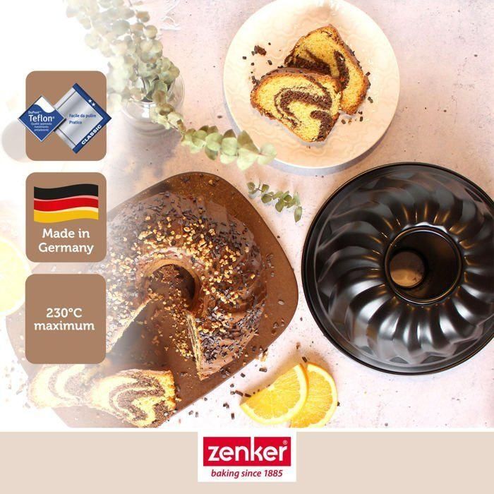 Zenker ZEN1701993927740 - Set de Moldes Kouglof y Savarin Metálicos Negros, 25 cm y 28 cm 1