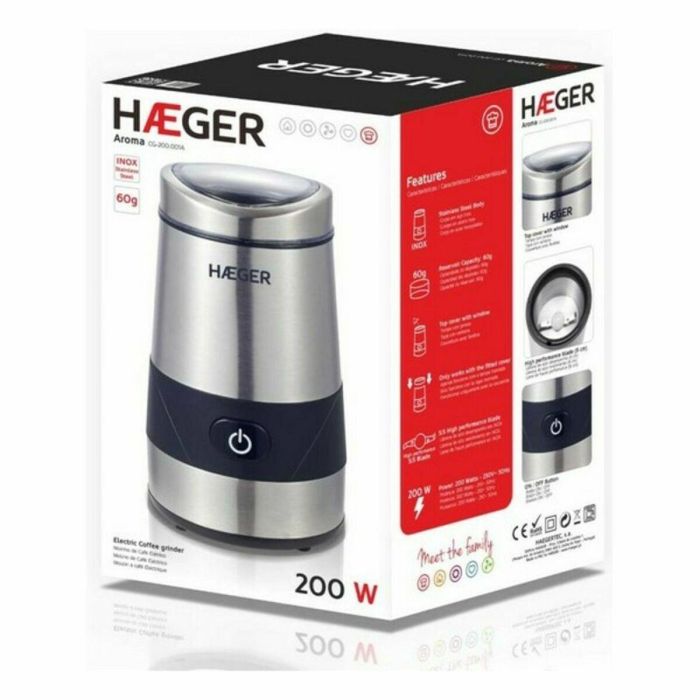 Molinillo Eléctrico Haeger CG-200.001A Café 200 W 200 W 1 Molinillo Eléctrico Haeger CG-200.001A Café 200 W 200 W 1