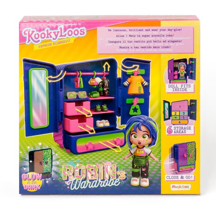 Kookyloos Muñeca Robin's Wardrobe PKLSP114IN50 Magic Box con Ropa y Accesorios que Brillan en la Oscuridad 4