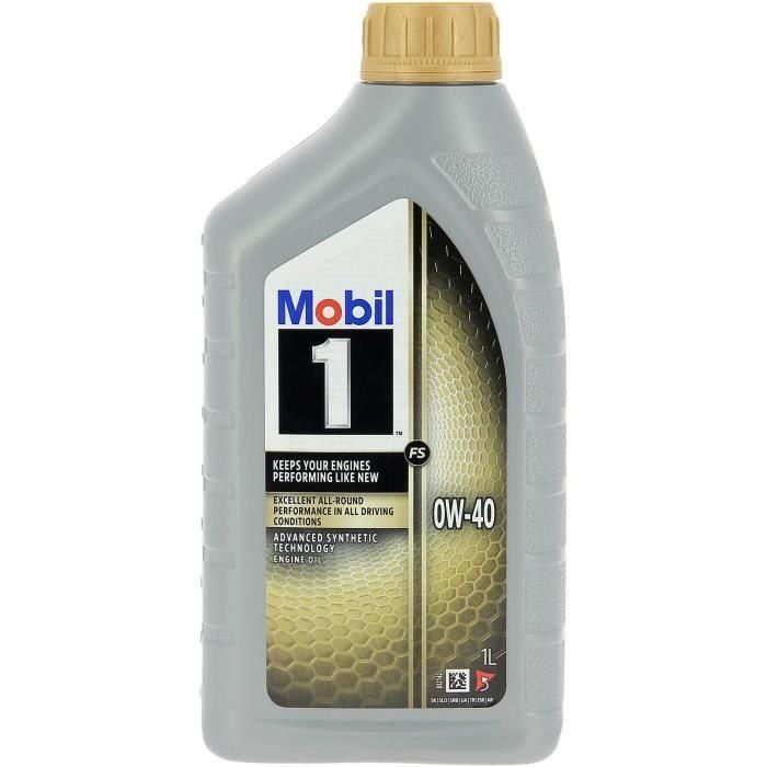 Bidón de aceite de motor - MOBIL1 - 0W-40 FS - 1 L - 4 estaciones Bidón de aceite de motor - MOBIL1 - 0W-40 FS - 1 L - 4 estaciones