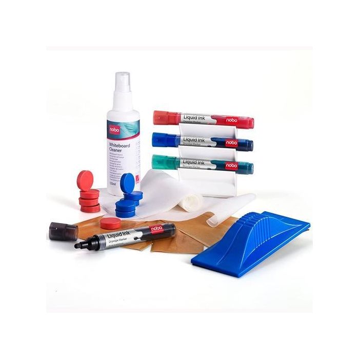 Nobo Kit Pizarra Blanca Completo con Marcadores, Borrador, Limpiador e Imanes - 1901430 Nobo Kit Pizarra Blanca Completo con Marcadores, Borrador, Limpiador e Imanes - 1901430