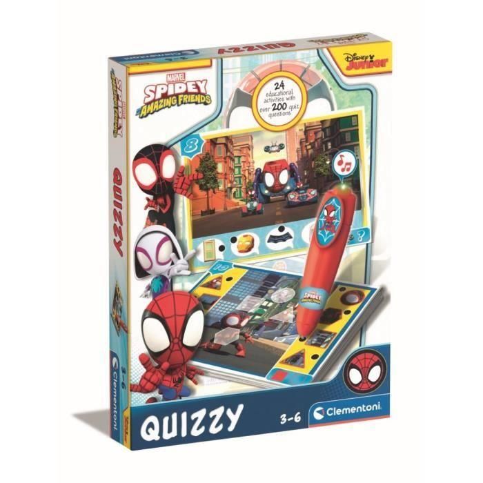 Clementoni - Quizzy - Spidey - Juego interactivo con 200 cuestionarios + bolígrafo electrónico - A partir de 3 años