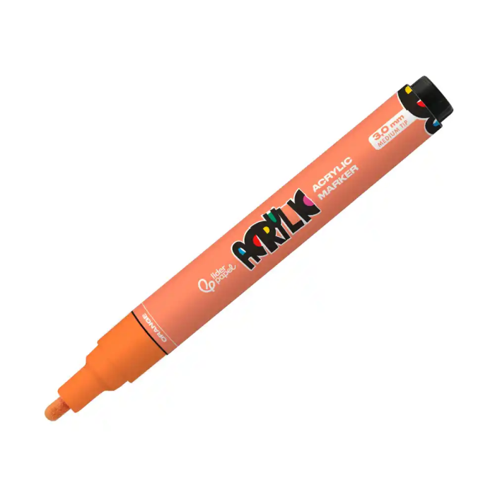 Liderpapel Rotulador Acrilico Base Agua Todo Tipo de Superficie Punta Redonda 3 mm Naranja 1