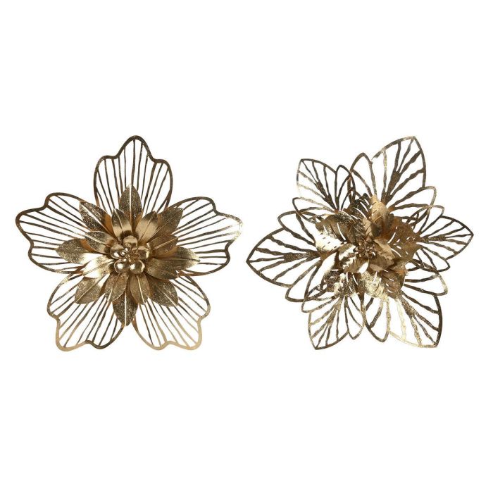 DKD Home Decor Panel Decorativo de Pared Moderno con Diseño Floral Fabricado en Metal Dorado Medidas 51x6x51 cm Set de 2 Unidades DKD Home Decor Panel Decorativo de Pared Moderno con Diseño Floral Fabricado en Metal Dorado Medidas 51x6x51 cm Set de 2 Unidades