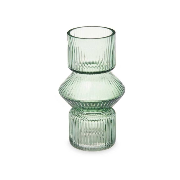Jarrón Raya 1 Cuerpo Verde Giftdecor 10.5x17.5x10.5 cm Cristal (8 Unidades) 1