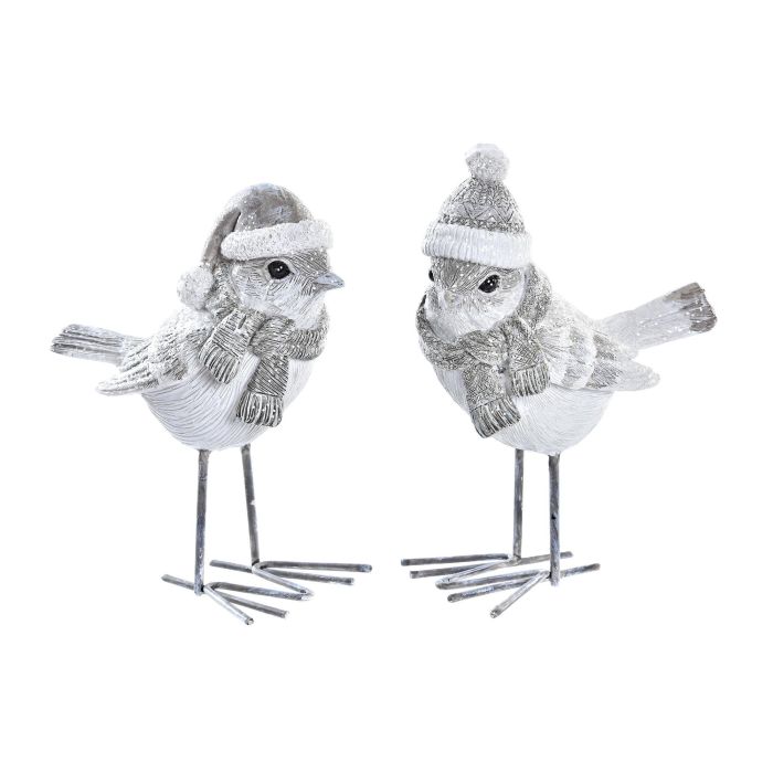 Figura Navidad Moderna DKD Home Decor Gris Blanco 5.5 x 10.5 x 10.5 cm (2 Unidades)