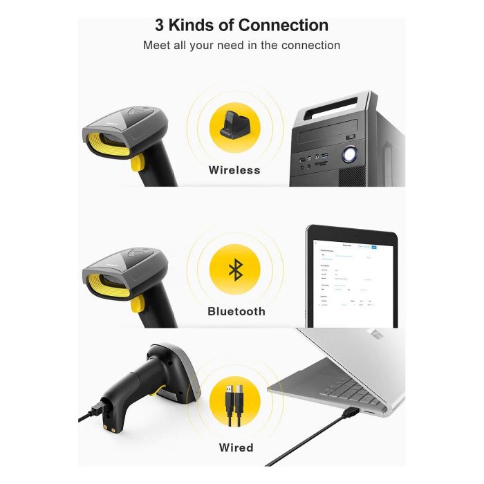 Inateck BCST-52 Lector de Códigos de Barras Portátil 1D/2D, Bluetooth/USB, Negro