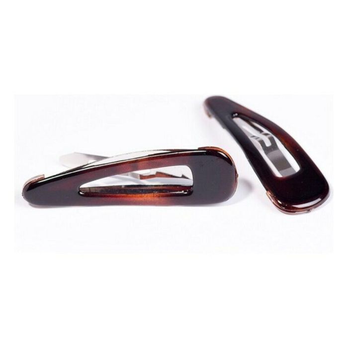 Inca Clip Concha Francesa - Pack de 2 Pinzas de Pelo Elegantes Marrón para Peinados Versátiles y Sujetar Mechones