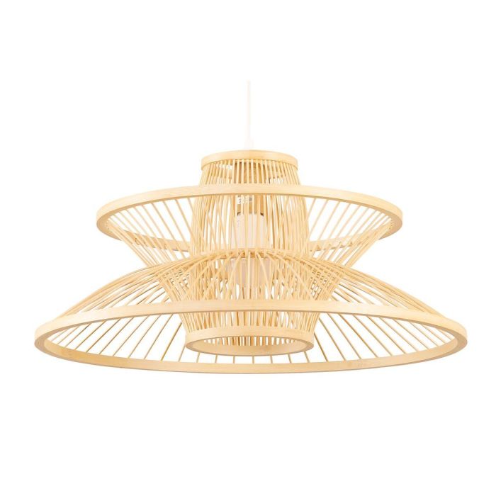 DKD Home Decor Lámpara de Techo Urban de Bambú Marrón Claro, Hecha a mano, para bombilla E27 máx. 50W, 50x50x22 cm 1
