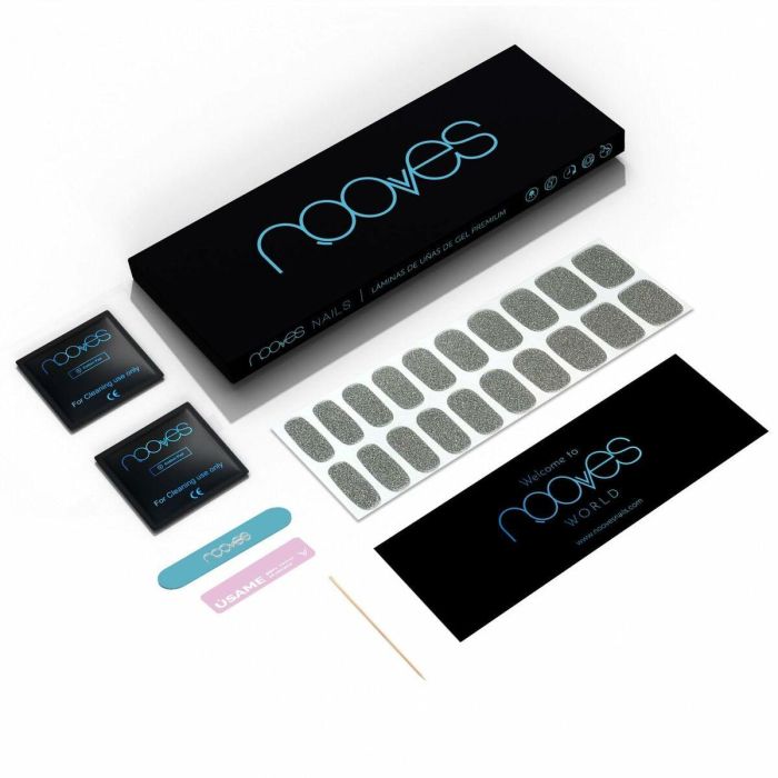 Láminas de Gel para Uñas Nooves Glitter grey (20 Unidades) 2 Láminas de Gel para Uñas Nooves Glitter grey (20 Unidades) 2