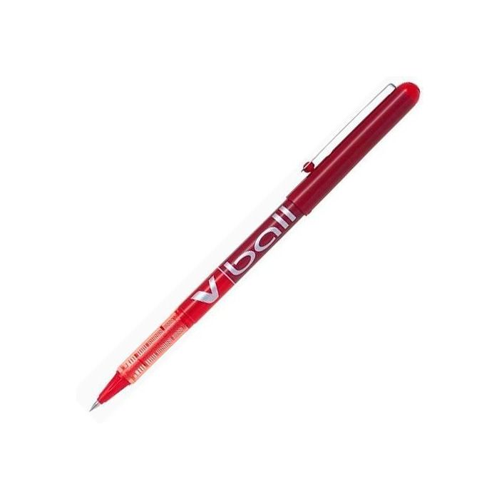 Pilot Roller Tinta Líquida V-Ball 05 Rojo - 0.5 mm, VSystem, Tubo Acero Inoxidable