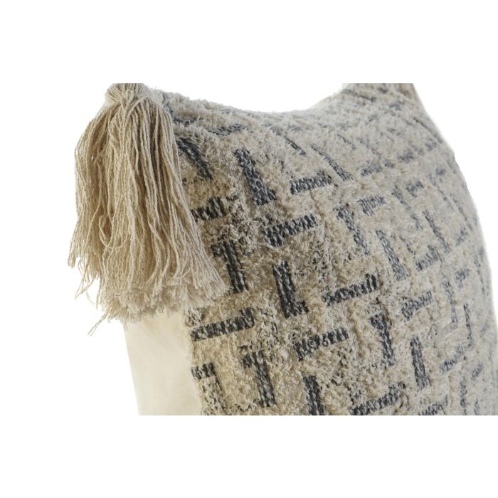 DKD Home Decor Funda Cojin Moderno Beige 60 x 60 x 3 cm Algodon Polyester Flecos (4 Unidades) 4 DKD Home Decor Funda Cojin Moderno Beige 60 x 60 x 3 cm Algodon Polyester Flecos (4 Unidades) 4