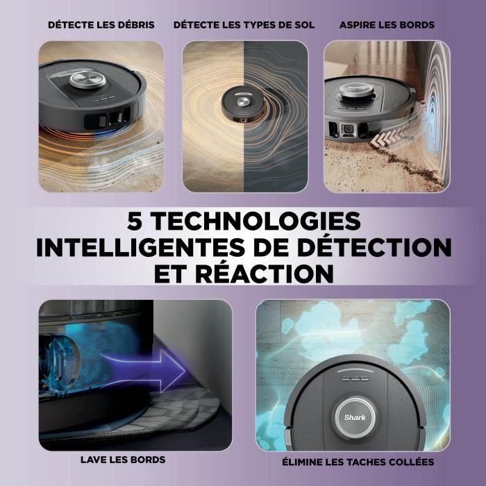 Robot aspirador y fregona con vaciado automático SHARK PowerDetect NeverTouch - 650 vatios - 2 cepillos laterales 2 Robot aspirador y fregona con vaciado automático SHARK PowerDetect NeverTouch - 650 vatios - 2 cepillos laterales 2