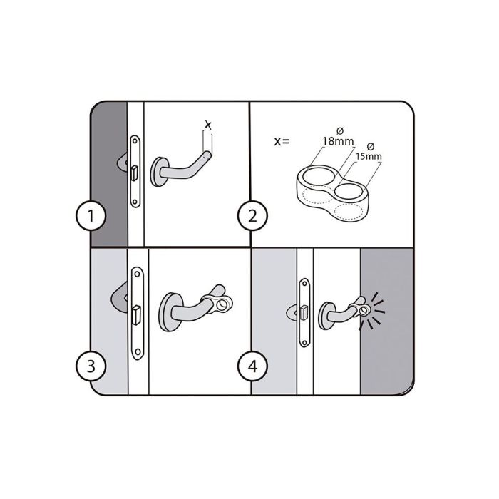 Pack 2 retenedores de puerta para colocación en manilla de plástico flexible transparente. mod. 8. rei 1 Pack 2 retenedores de puerta para colocación en manilla de plástico flexible transparente. mod. 8. rei 1